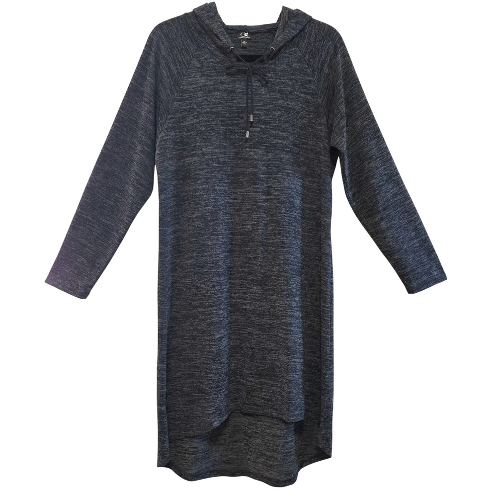 Cable & Gauge Comfy Womens XL Charcoal Grey Marl Hooded High Low Sweater Dress